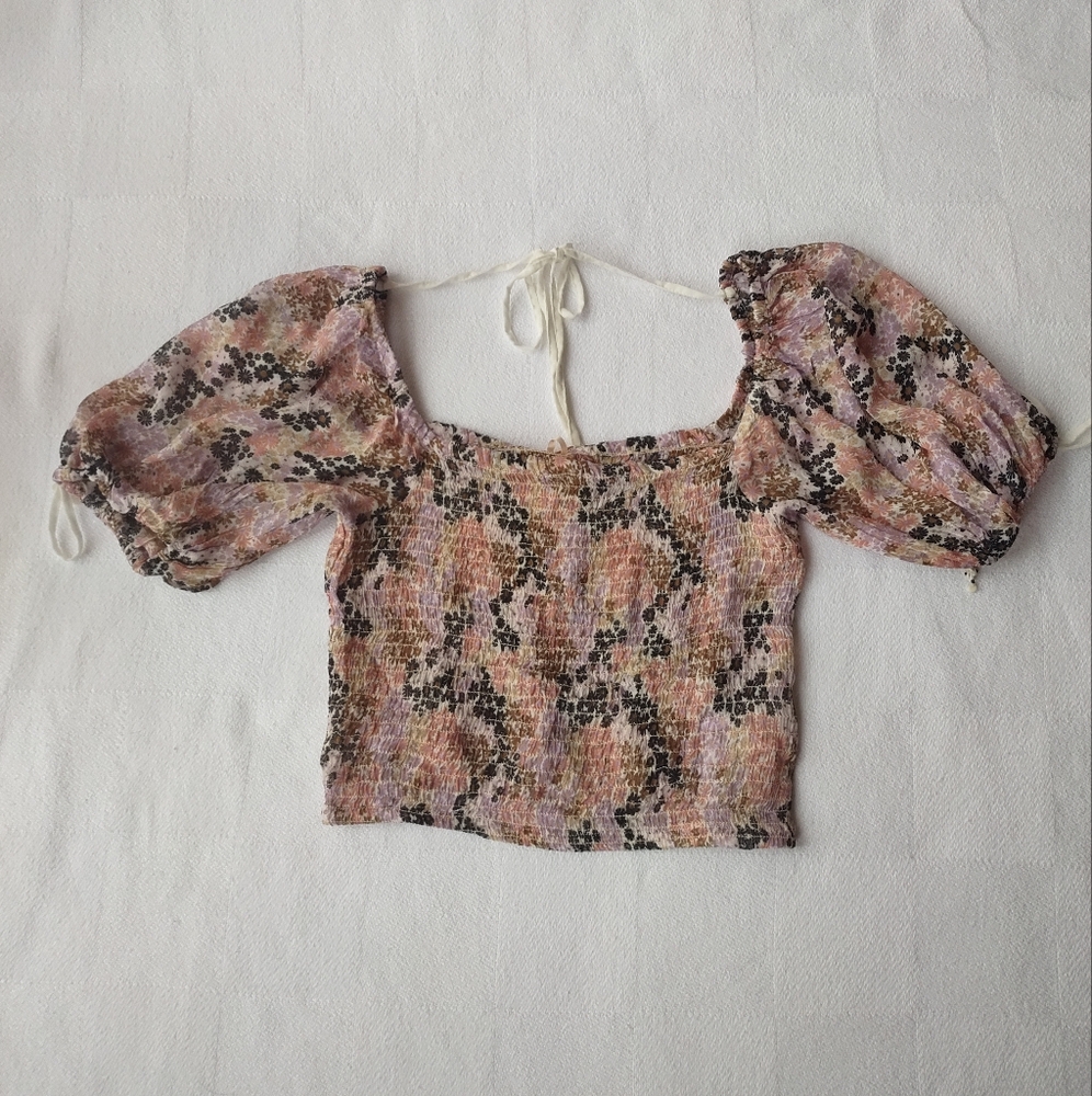 Free People NWT Floral Off-Shoulder Crop Top